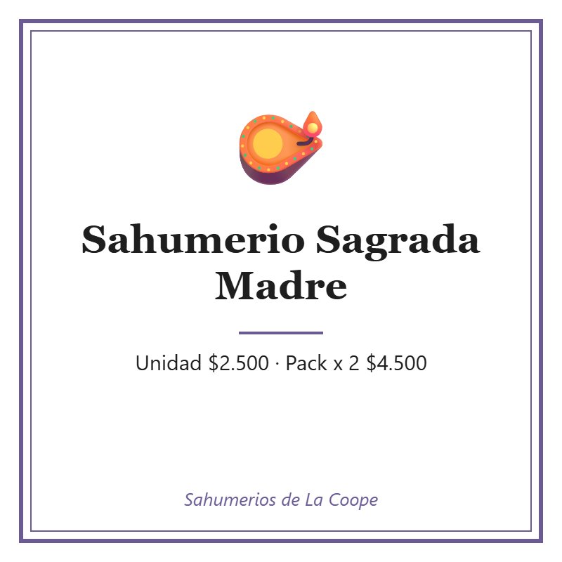 Sahumerio Sagrada Madre